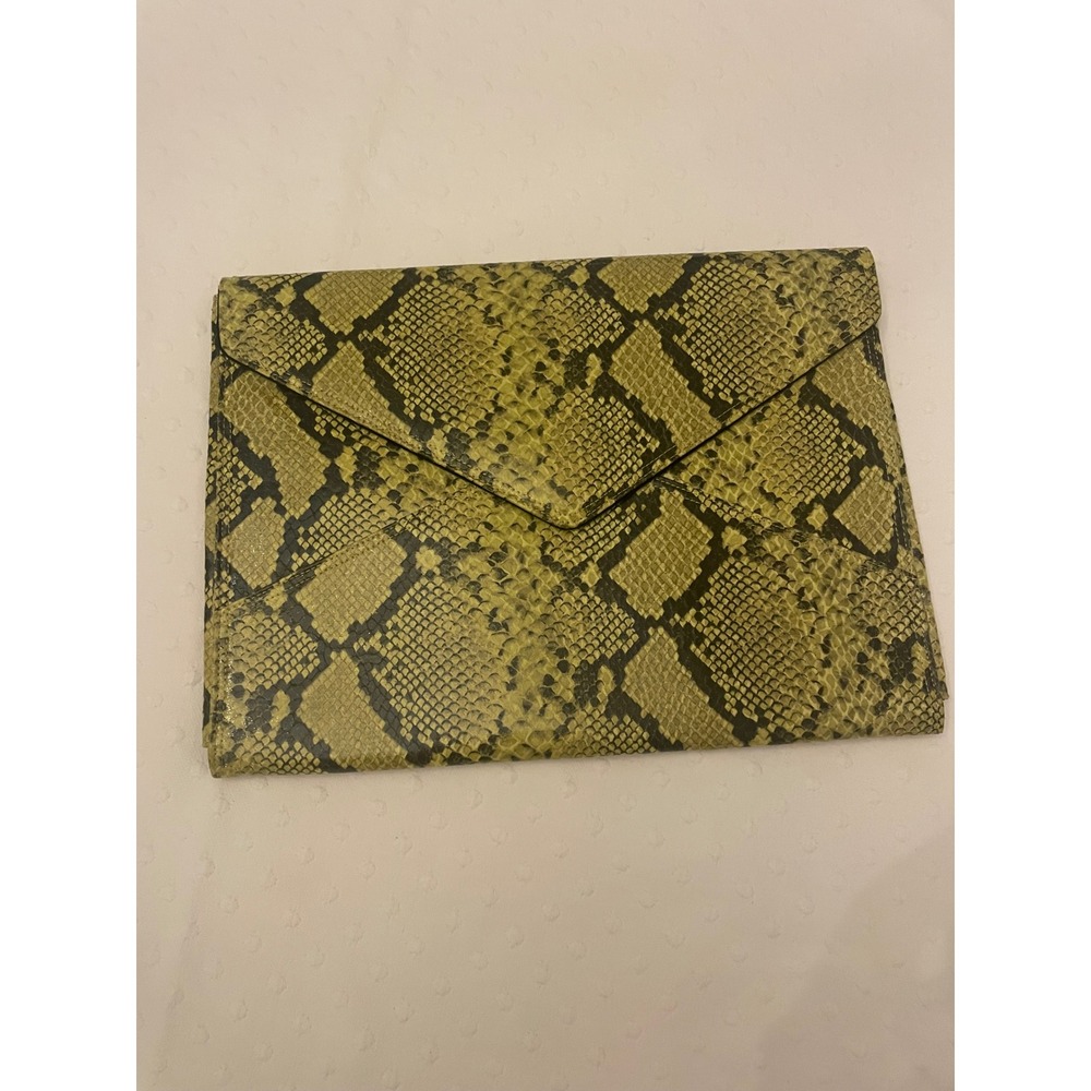 Sonix‎ Snakeskin Print Lg Folio Clutch Lime Green Envelope Laptop Case 12”x16”
